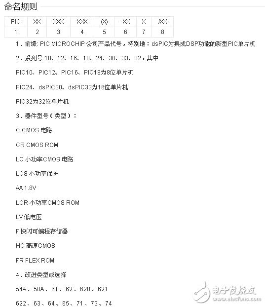pic单片机选型之前需要了解的命名规则